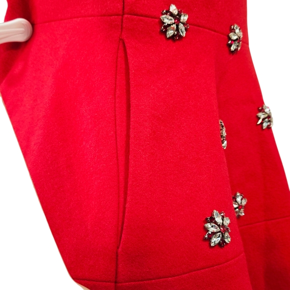 Sirina Red Wool Midi Dress – Lined with Pockets Sz XL - Picture 12 of 16